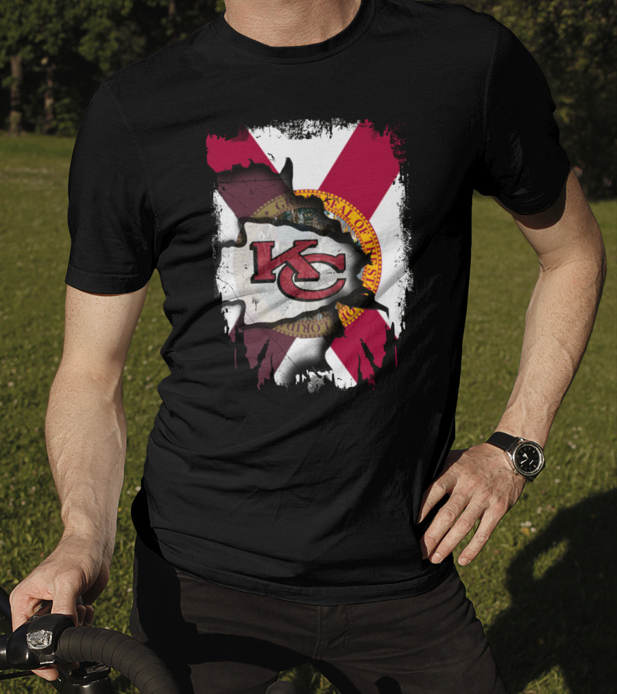 Florida State Flag With KC Chiefs Logo Integration T-Shirt
