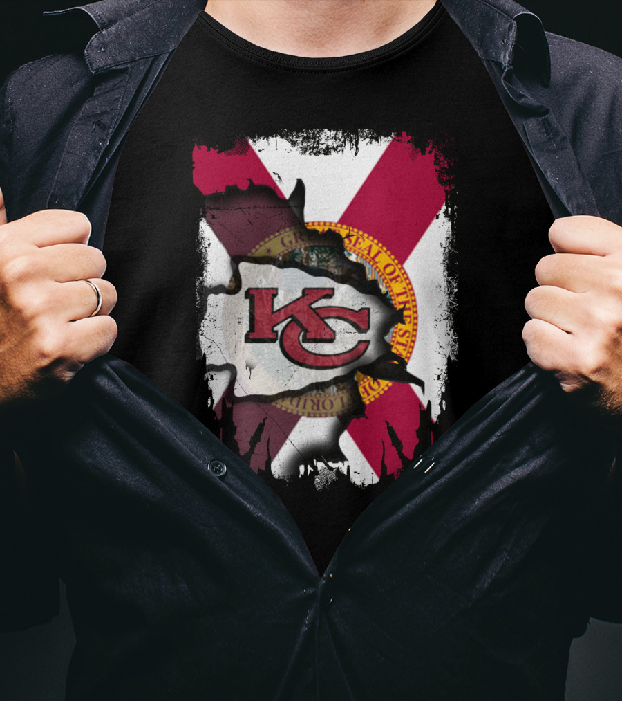 Florida State Flag With KC Chiefs Logo Integration T-Shirt