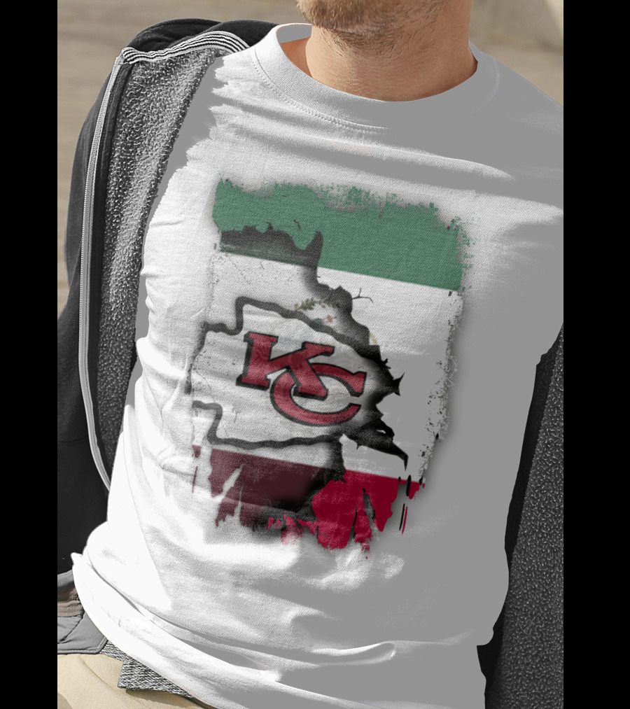 KC Chiefs Logo With Torn Mexico Flag T-Shirt