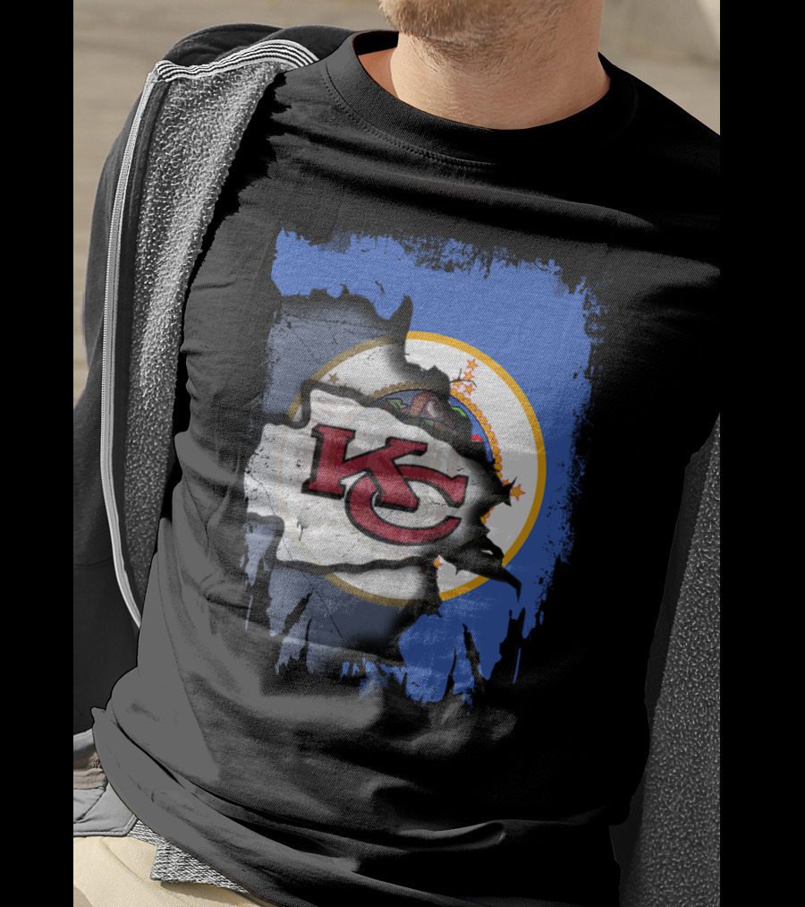 Minnesota Flag With Kansas City Chiefs T-Shirt