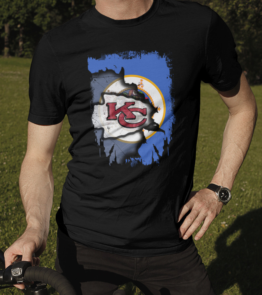 Minnesota Flag With Kansas City Chiefs T-Shirt