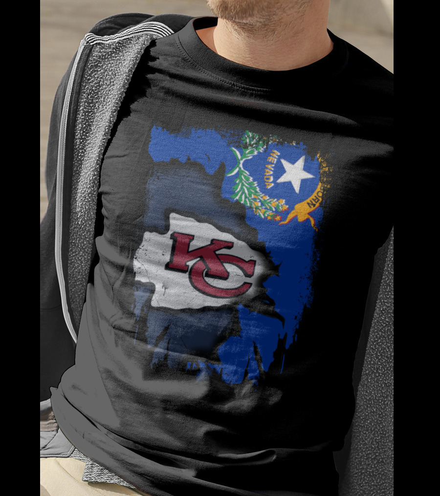 Nevada Proud With Kansas City Chiefs Logo And State Flag Elements T-Shirt