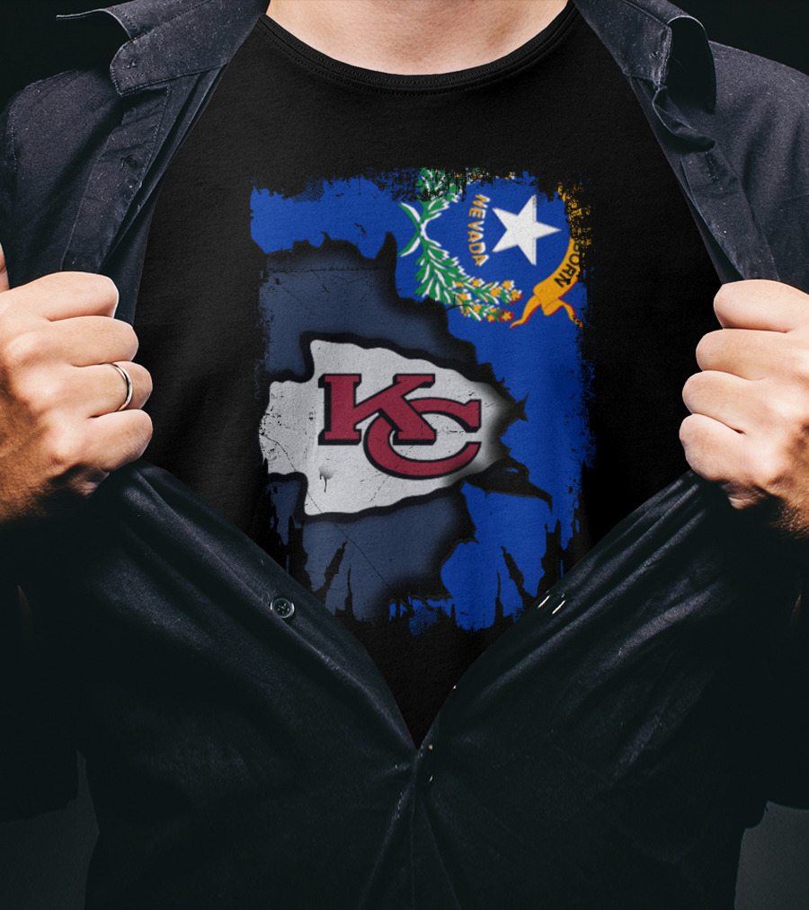 Nevada Proud With Kansas City Chiefs Logo And State Flag Elements T-Shirt