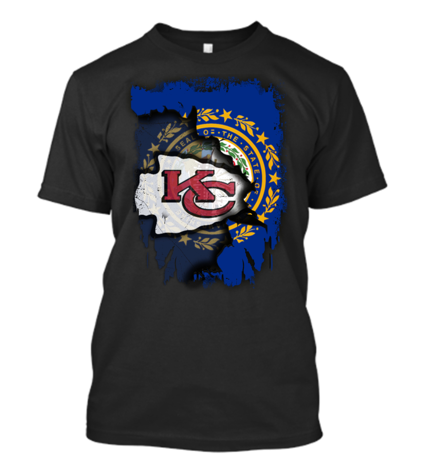 New Hampshire State Seal KC Chiefs Logo Fusion T-Shirt