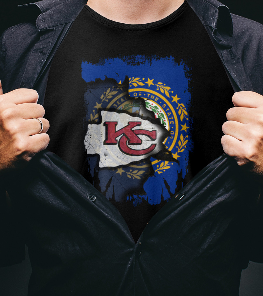 New Hampshire State Seal KC Chiefs Logo Fusion T-Shirt