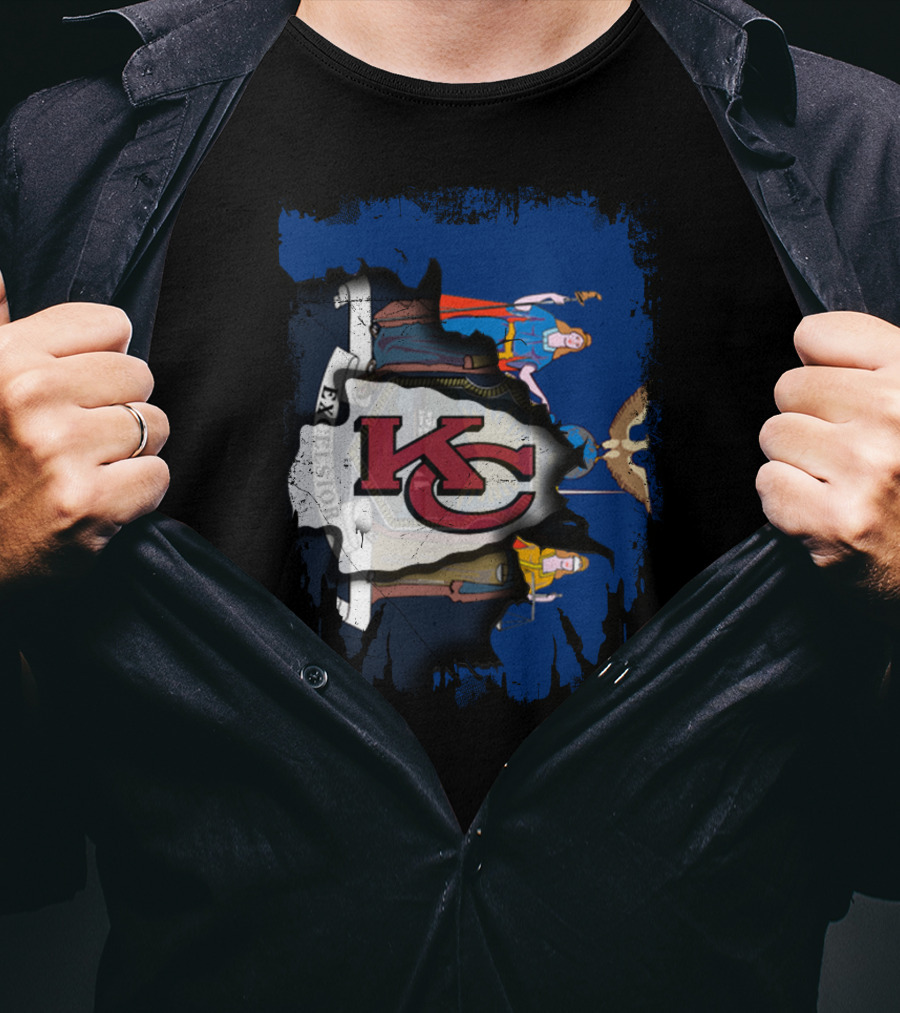 Together New York With KC Chiefs Logo And State Flag Elements T-Shirt