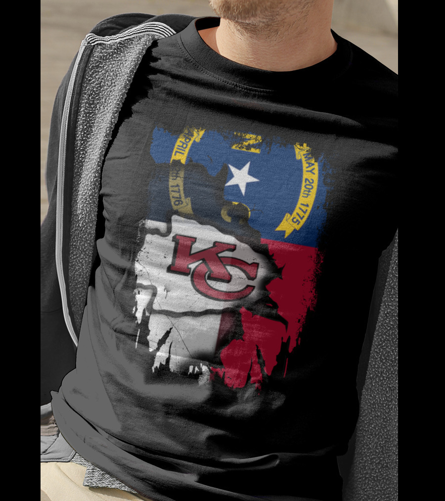 Together North Carolina Flag With Kansas City Chiefs T-Shirt