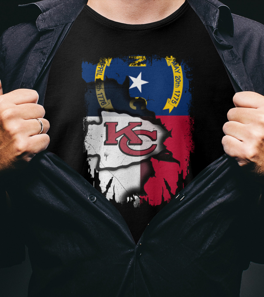 Together North Carolina Flag With Kansas City Chiefs T-Shirt