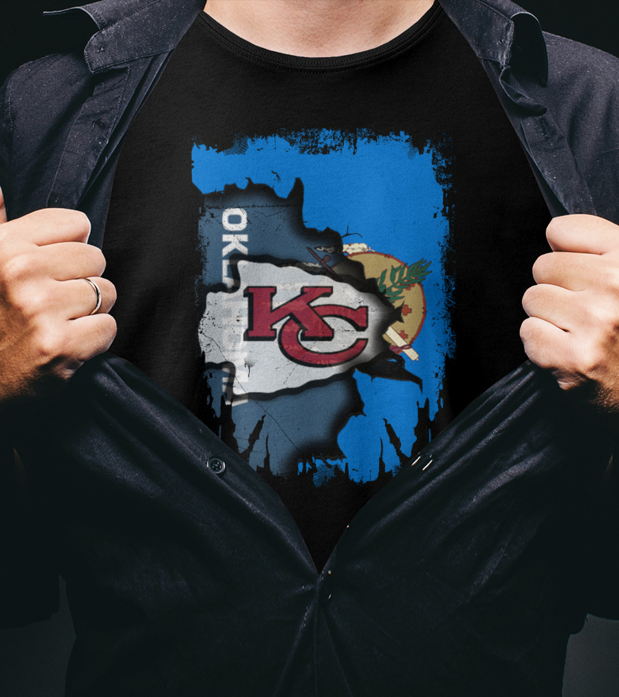 Oklahoma Chiefs Unity KC Logo With State Flag T-Shirt