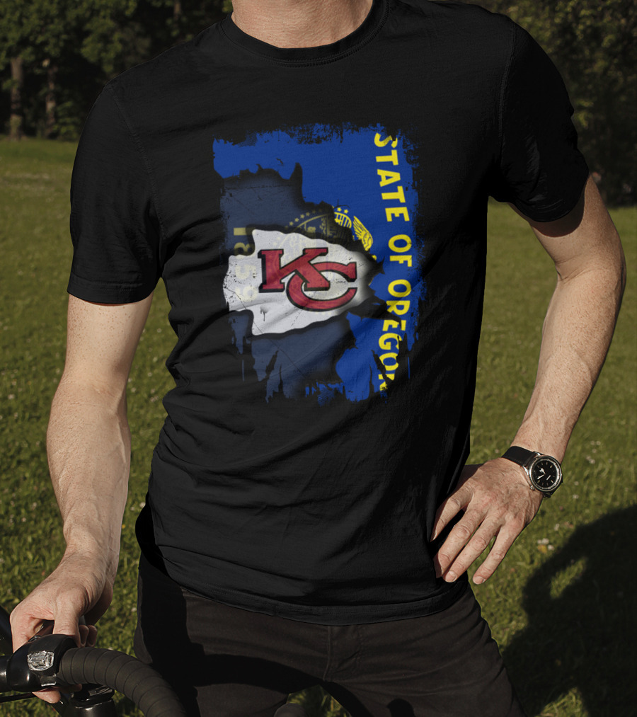 State Of Oregon With KC Chiefs T-Shirt