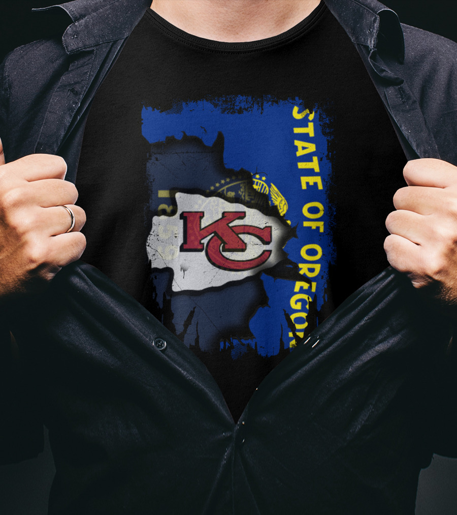 State Of Oregon With KC Chiefs T-Shirt