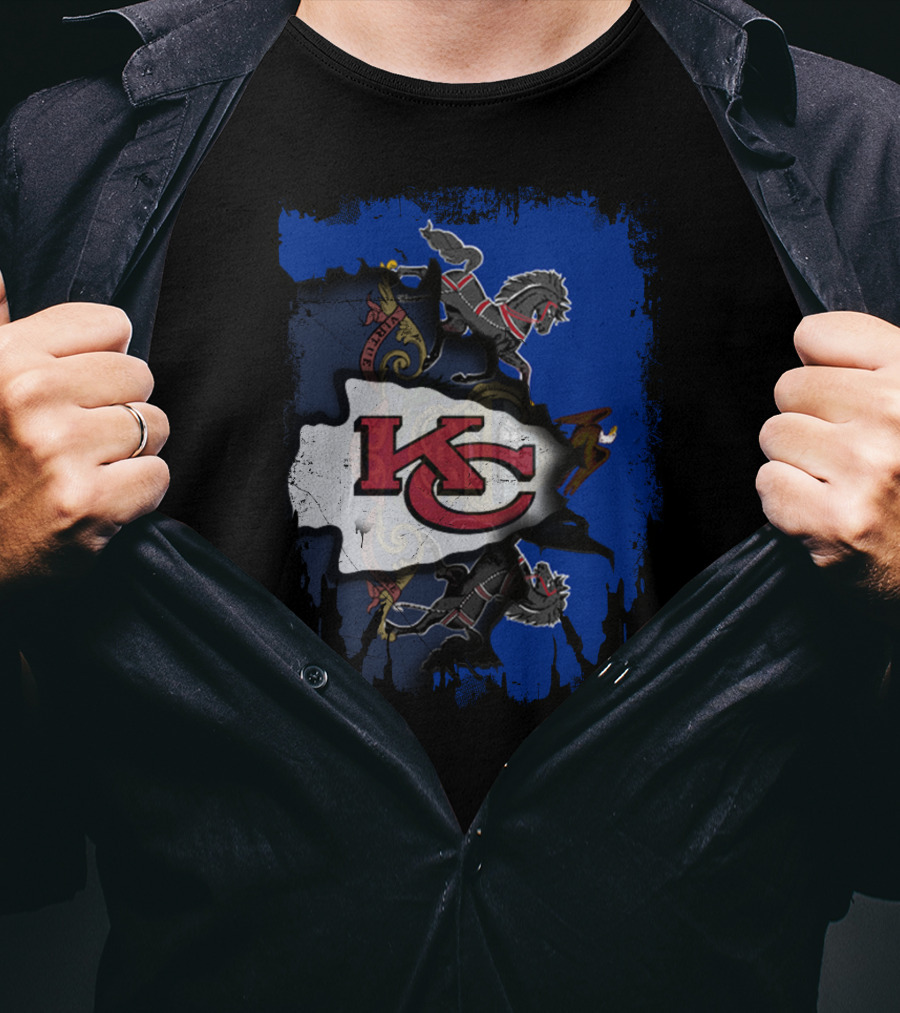 Pennsylvania State Pride With Kansas City Chiefs Logo And Heraldic Symbols T-Shirt