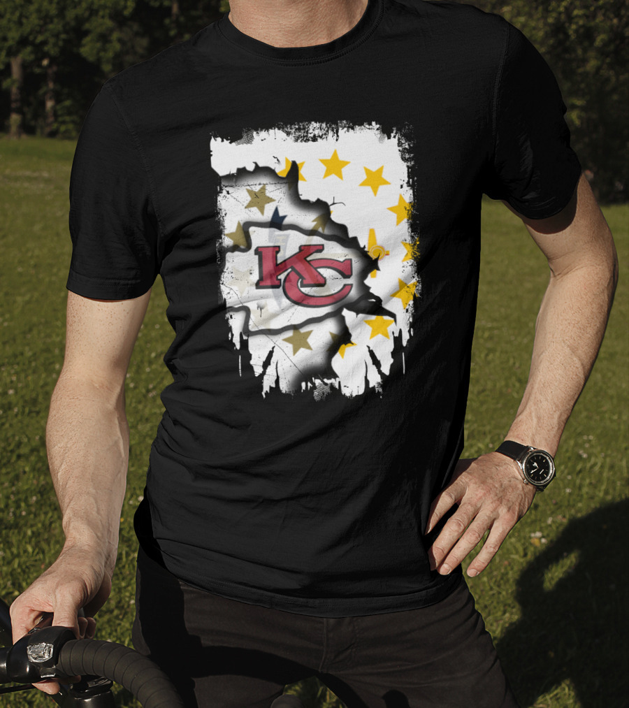 Together Rhode Island With KC Chiefs Burst Stars T-Shirt