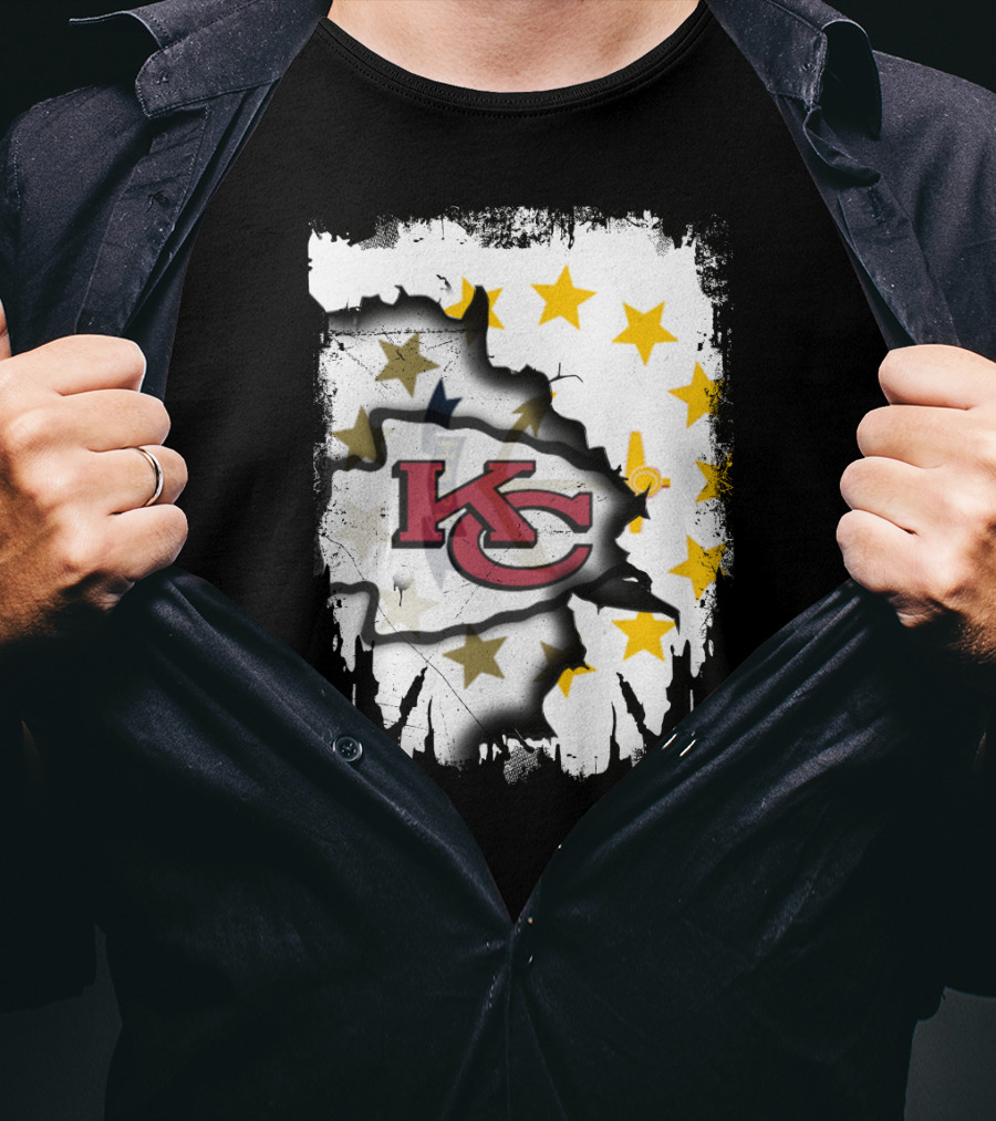 Together Rhode Island With KC Chiefs Burst Stars T-Shirt