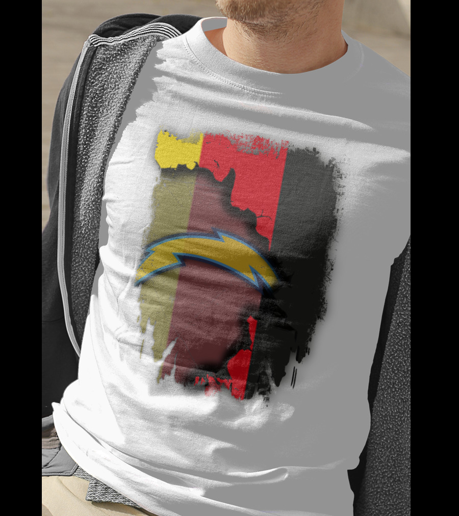 Germany Colors With Chargers Lightning Bolt Overlaid T-Shirt