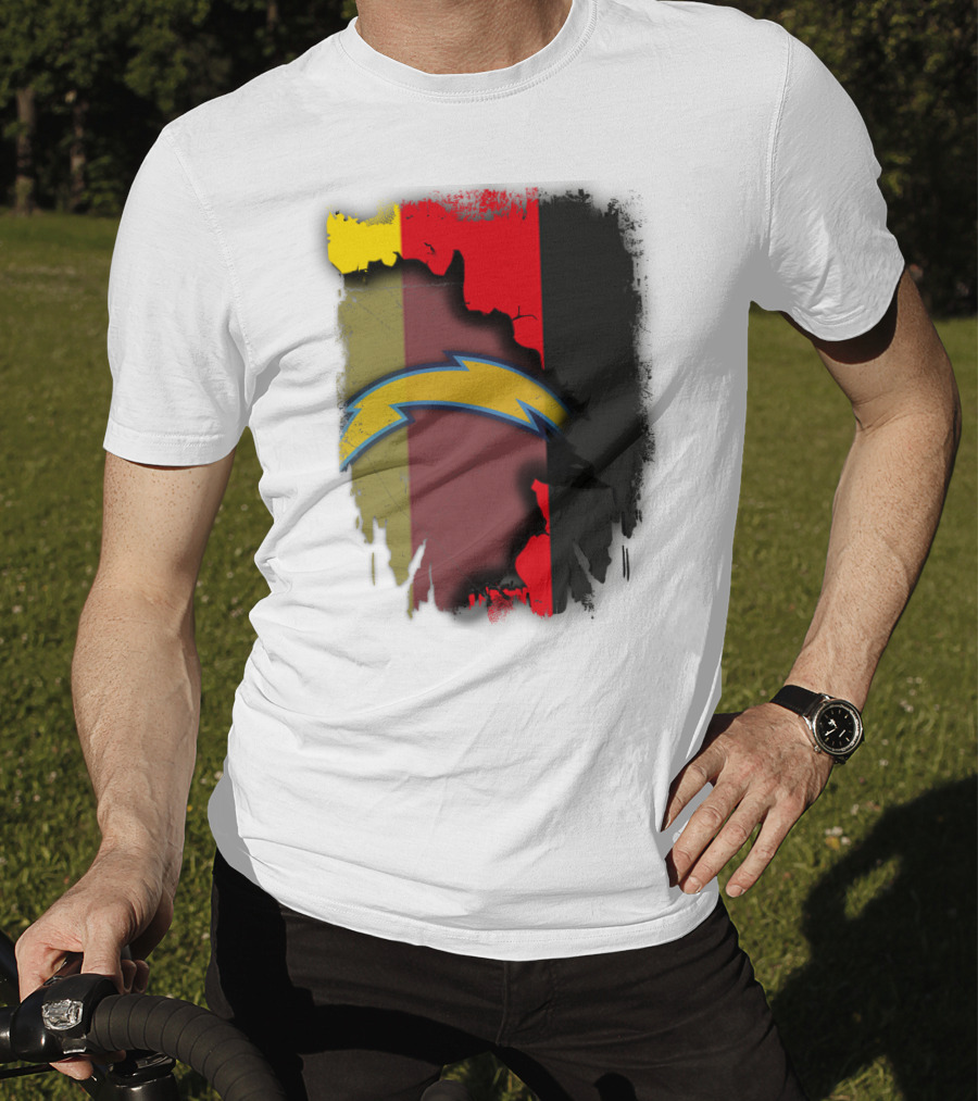 Germany Colors With Chargers Lightning Bolt Overlaid T-Shirt