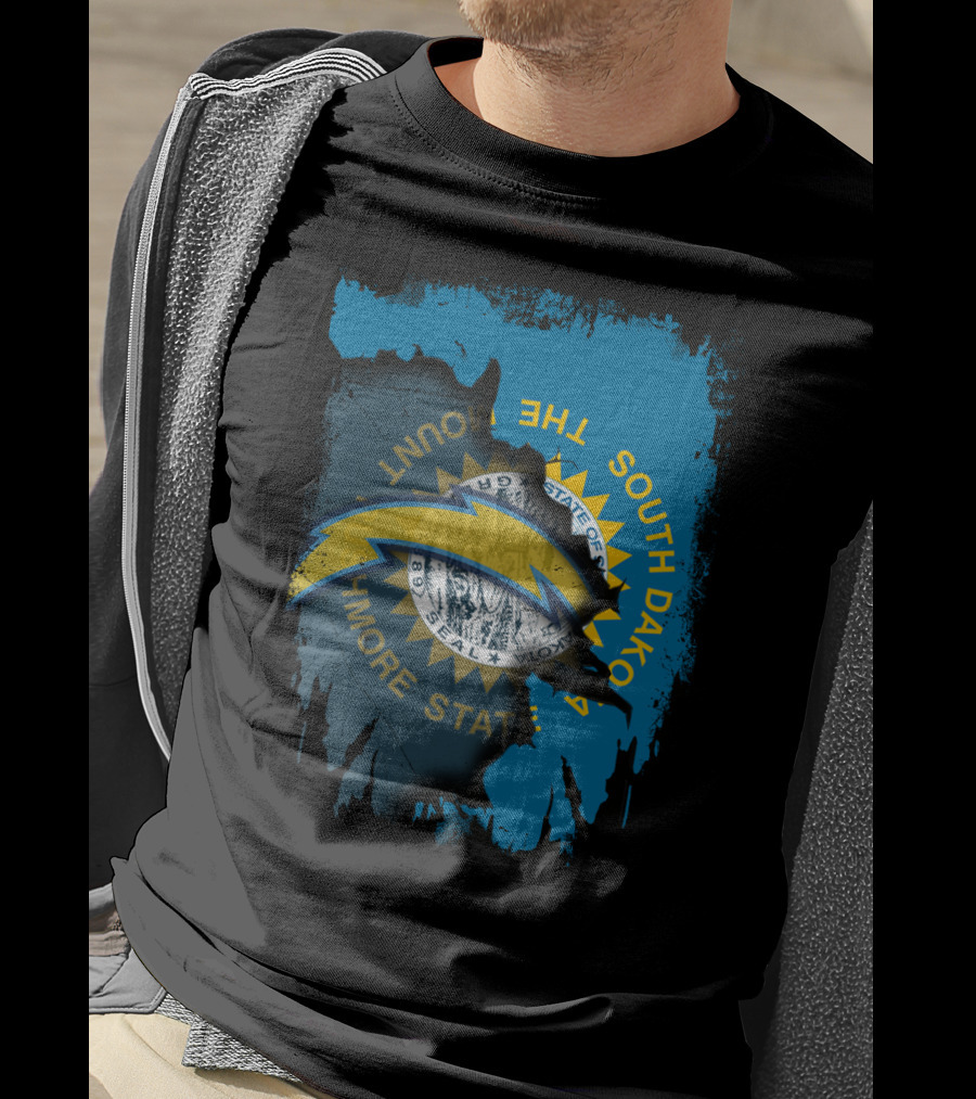 South Dakota With Chargers And The Mount Rushmore State Seal T-Shirt