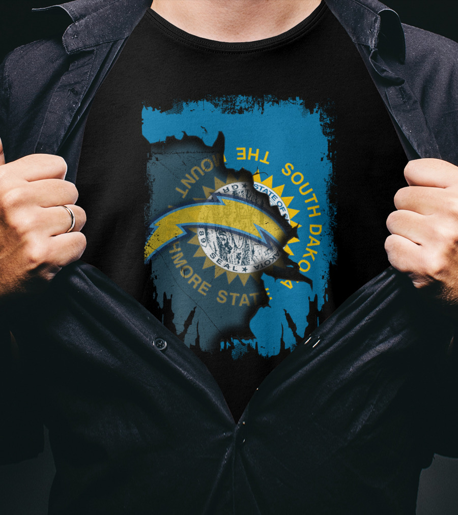 South Dakota With Chargers And The Mount Rushmore State Seal T-Shirt