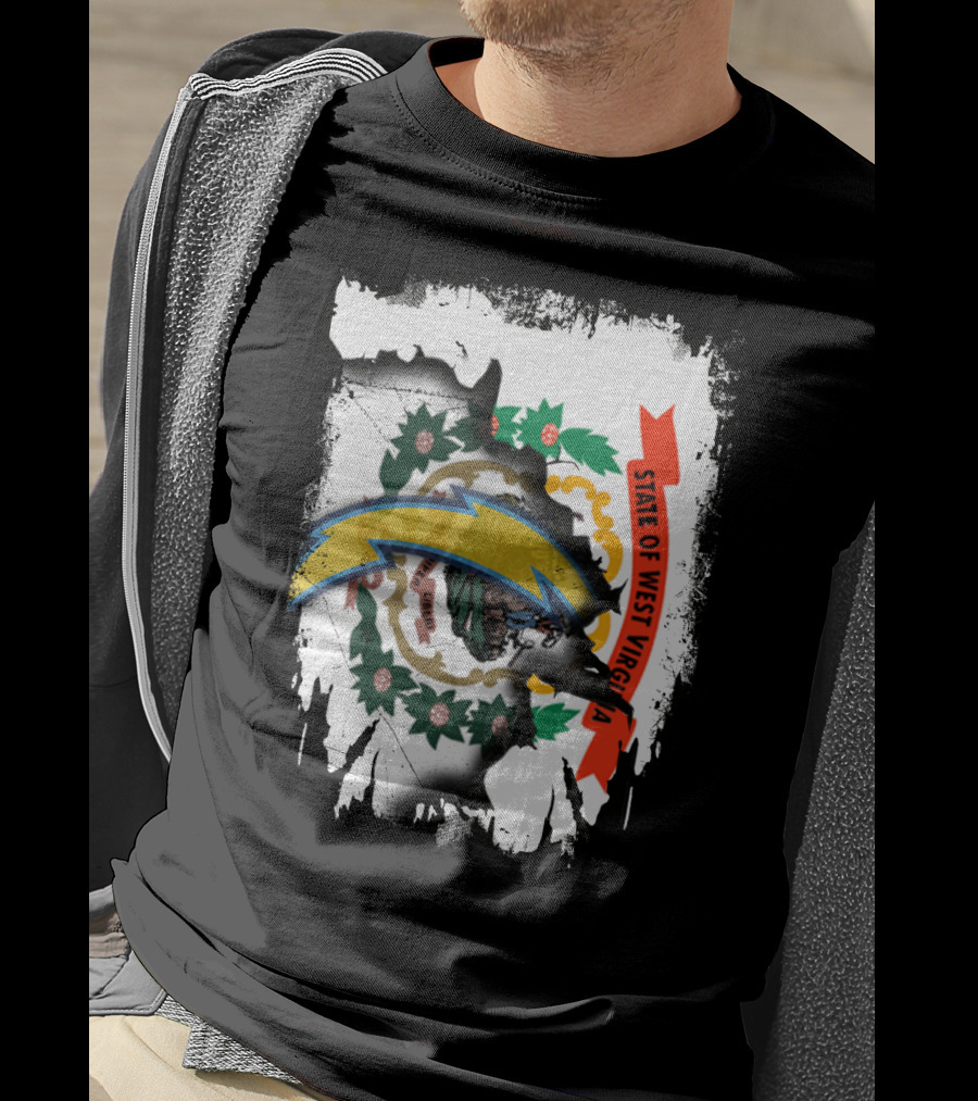 State Of West Virginia Chargers Logo Collaboration T-Shirt