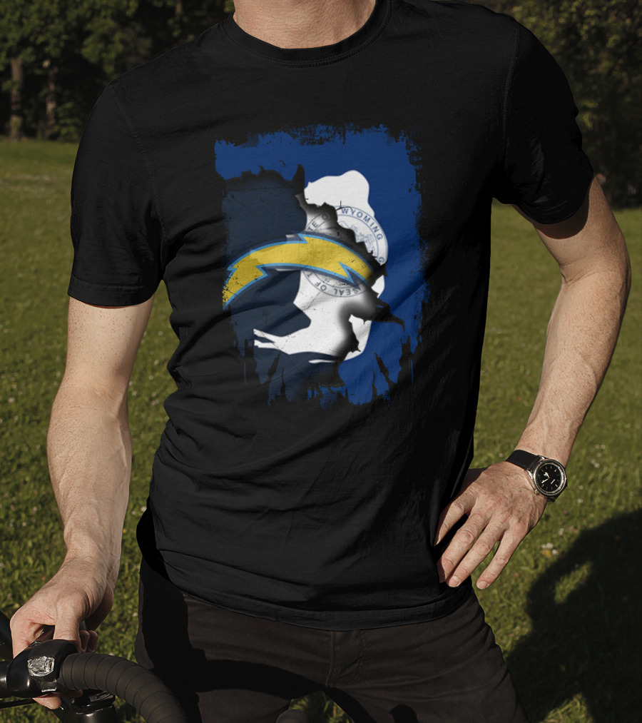 Together Wyoming Chargers Buffalo Silhouette Flag T-Shirt