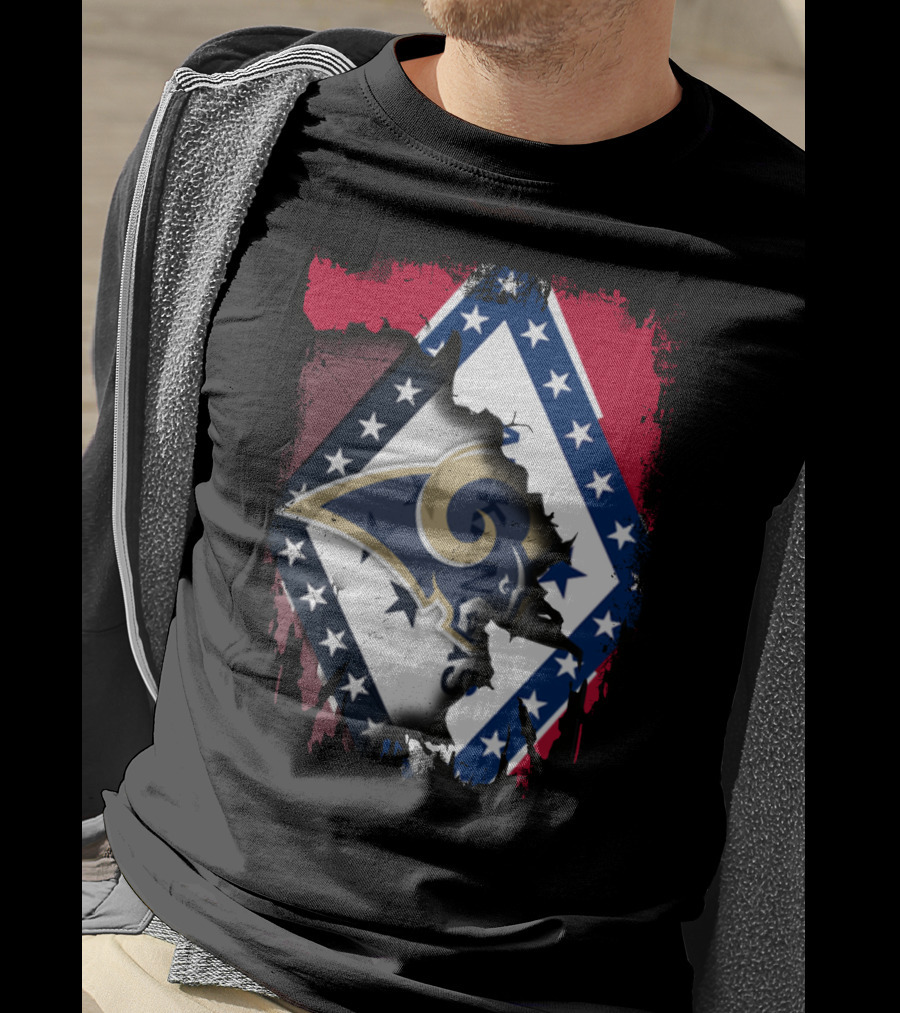 Arkansas Flag With Los Angeles Rams Logo Together T-Shirt