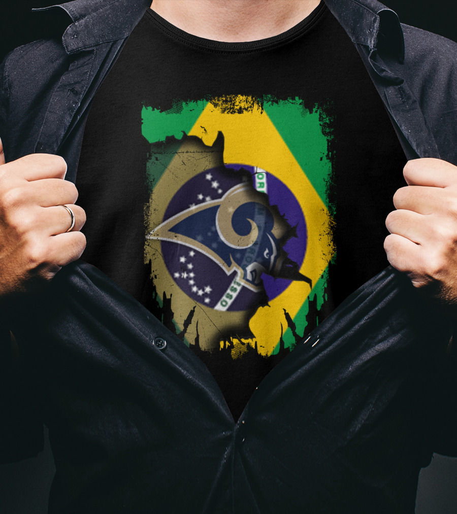 Rams Logo Intertwined With Brazilian Flag T-Shirt