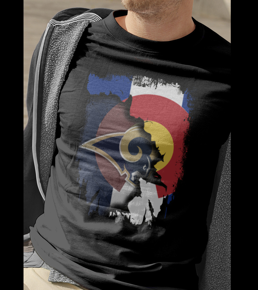 Together Colorado With Rams Logo And Colorado Flag Fusion T-Shirt