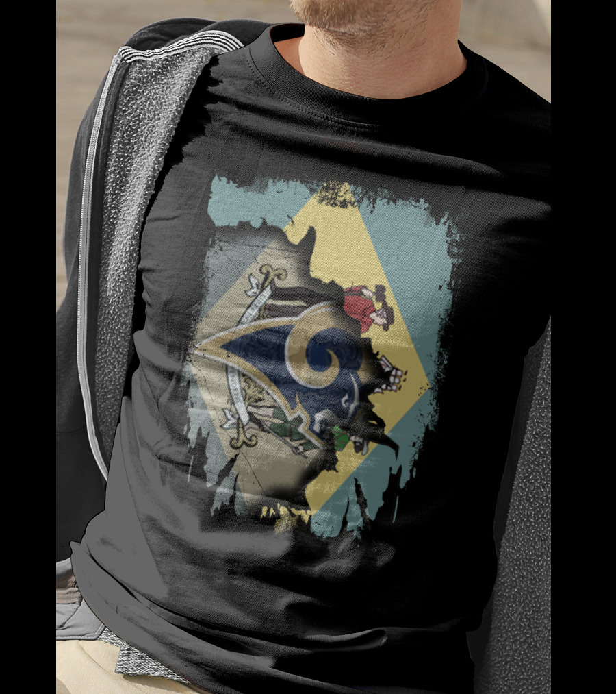 Delaware With Rams Logo And Diamond-Themed Emblem T-Shirt