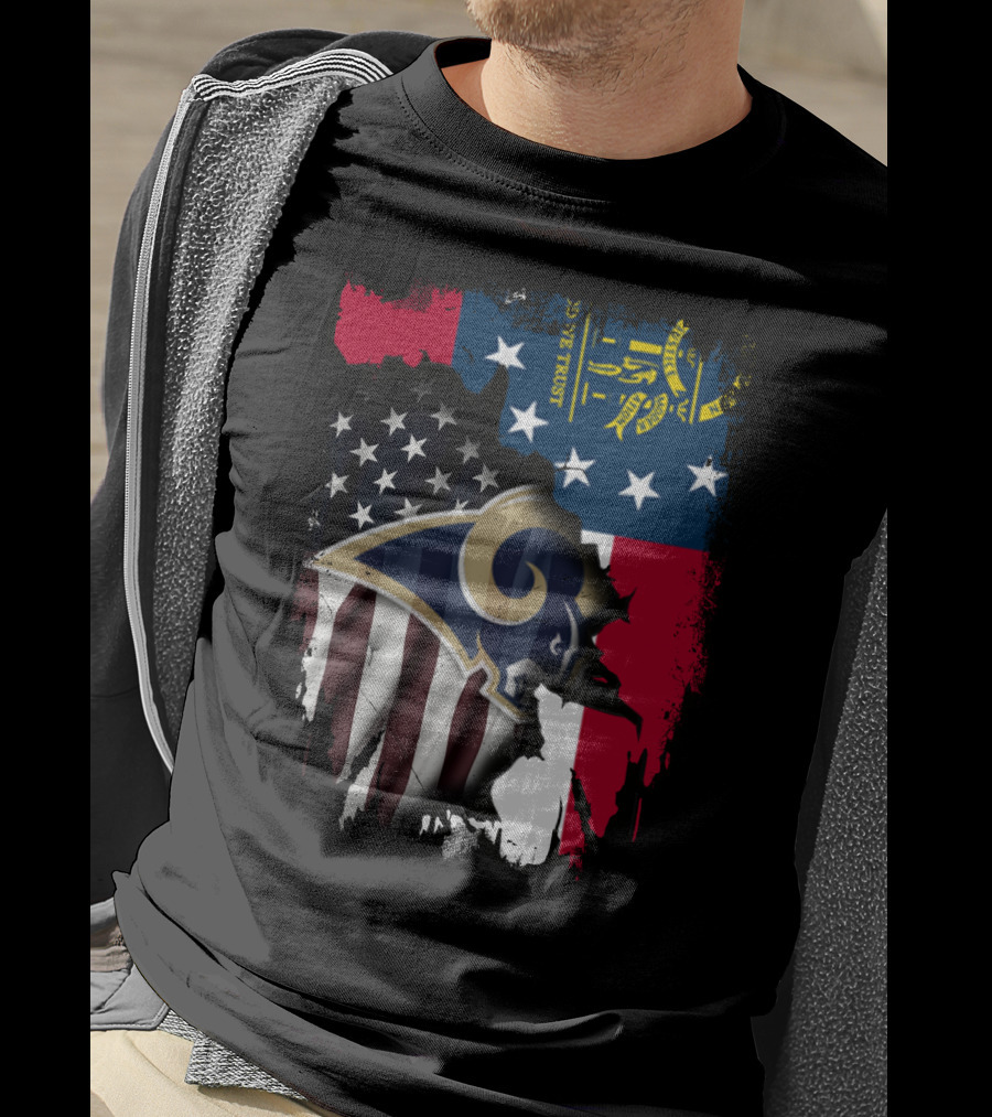 Together Georgia Rams American Flag Grunge T-Shirt