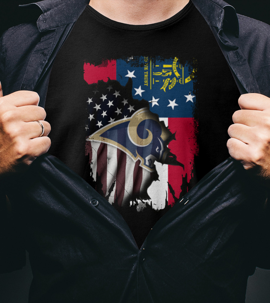 Together Georgia Rams American Flag Grunge T-Shirt