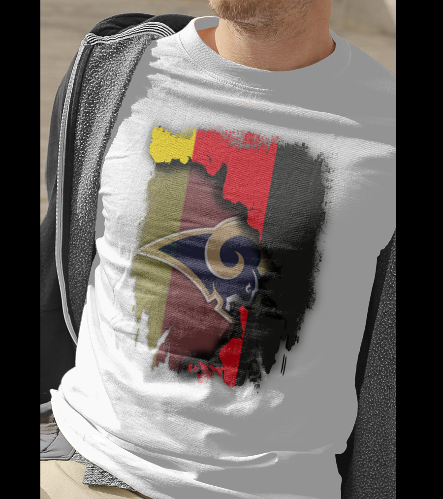 Germany Flag Grunge Style With Rams NFL Team T-Shirt