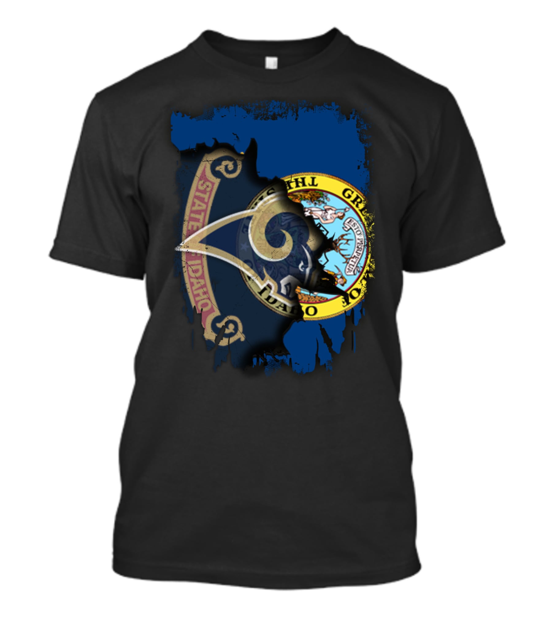 State Of Idaho Rams Flag Fusion T-Shirt
