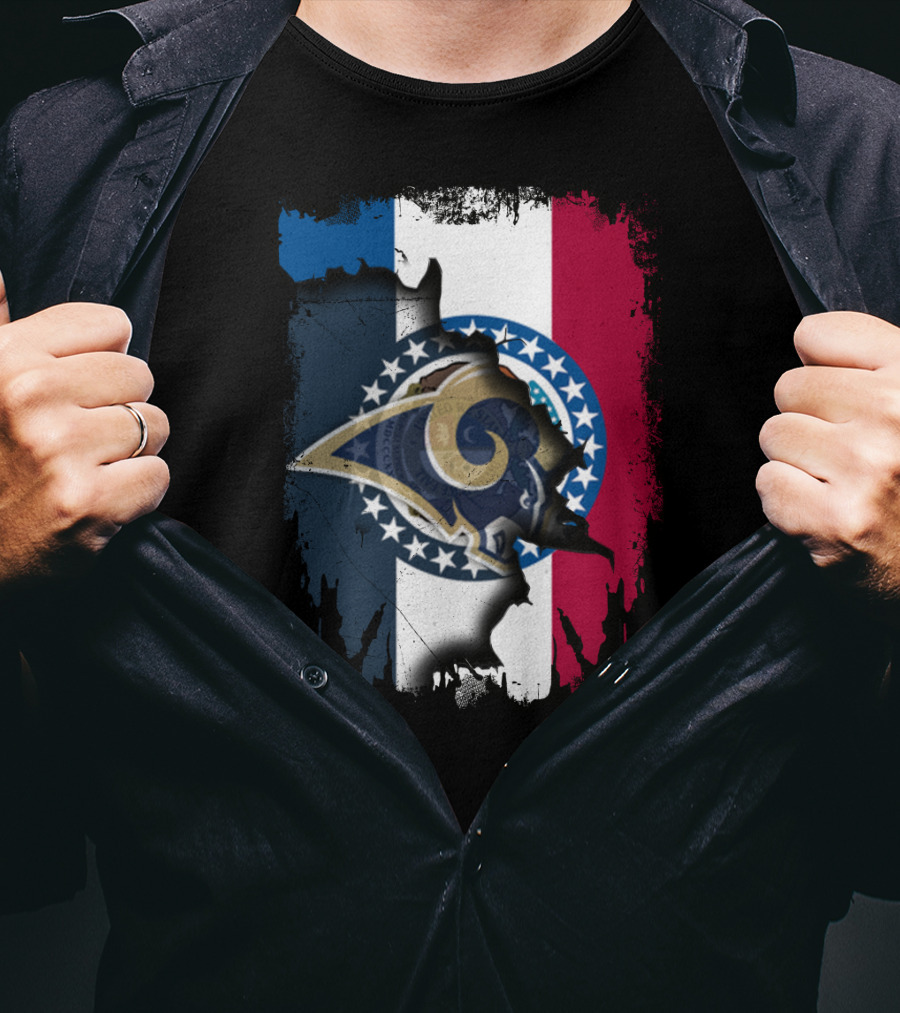 Missouri Rams Together With Flag And Stars T-Shirt