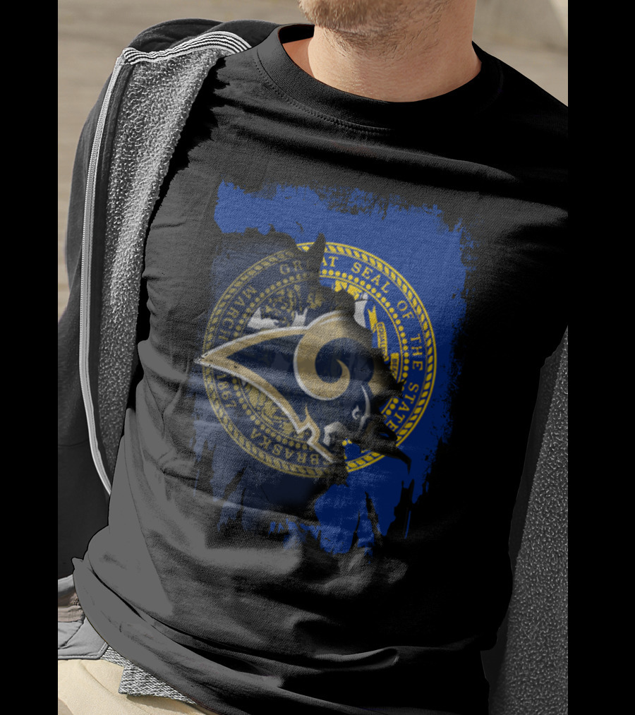 Great Seal Of Nebraska Los Angeles Rams Collaboration T-Shirt