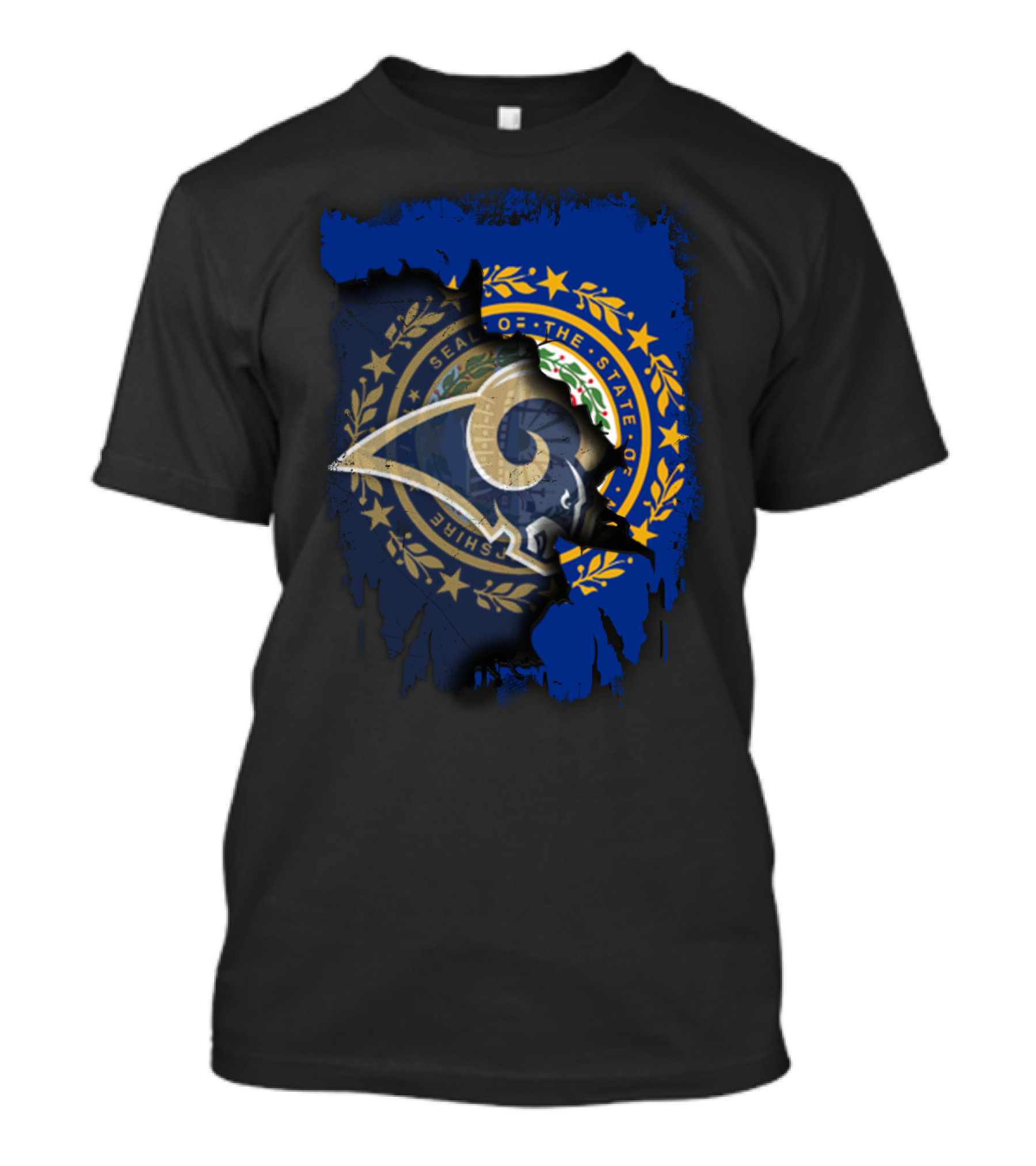 New Hampshire State Seal And Rams Logo Fusion T-Shirt