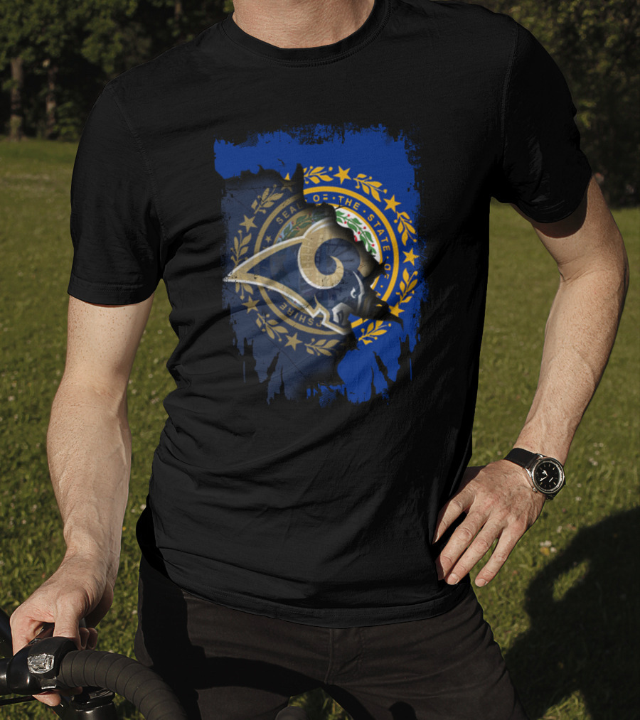 New Hampshire State Seal And Rams Logo Fusion T-Shirt