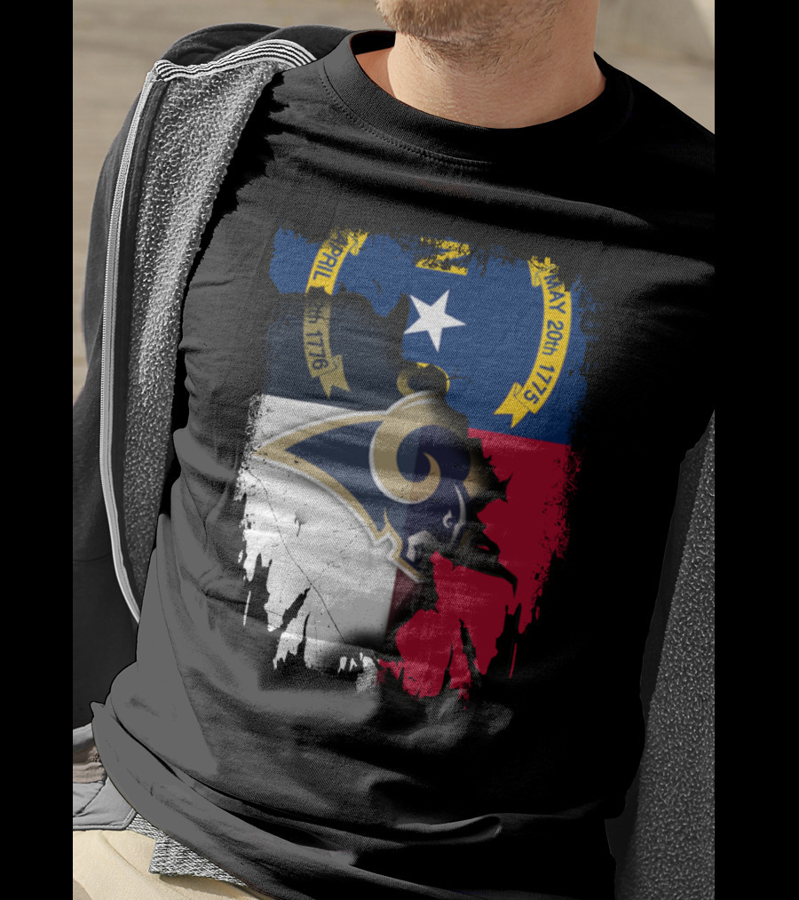 North Carolina State Flag With Rams Logo And Star Element T-Shirt