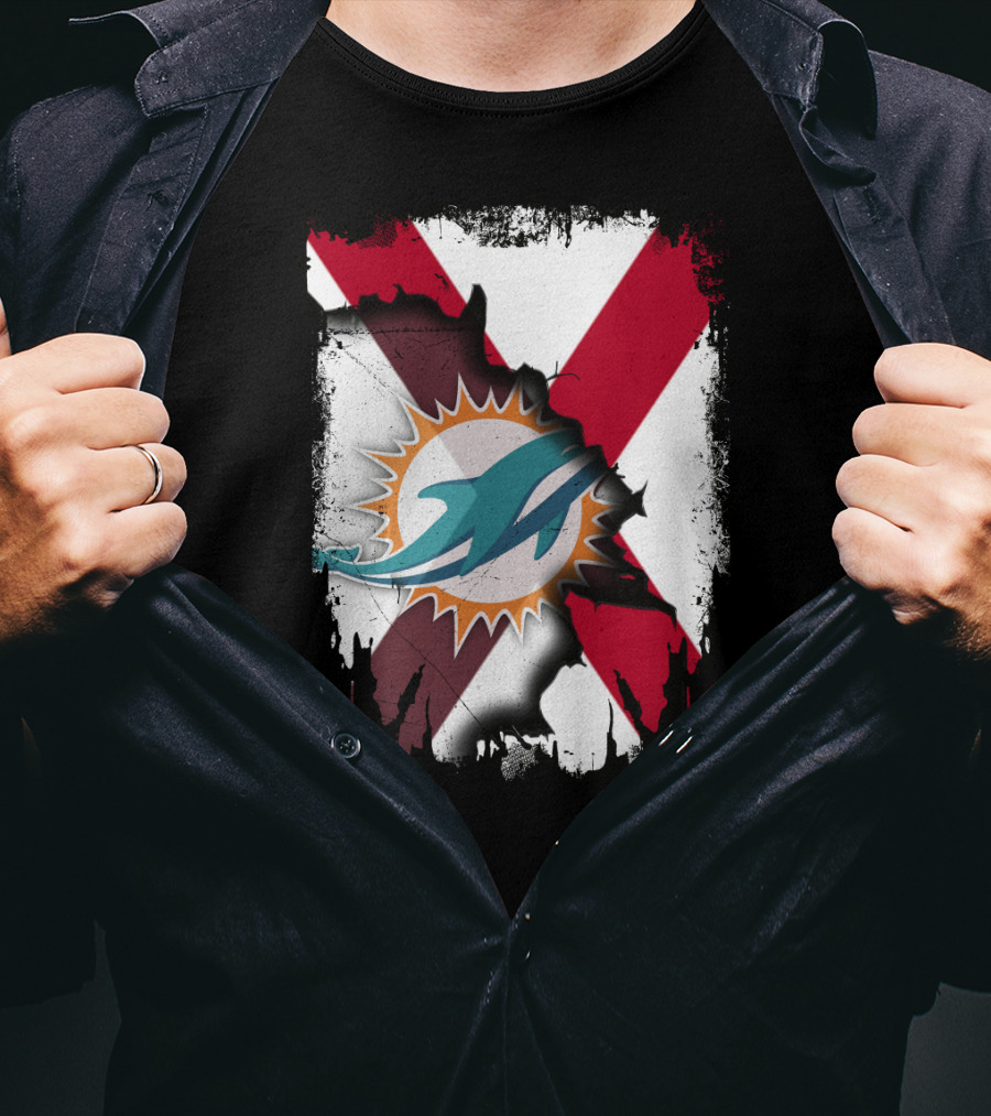 Alabama Miami Dolphins X Grunge Symbol Collaboration T-Shirt