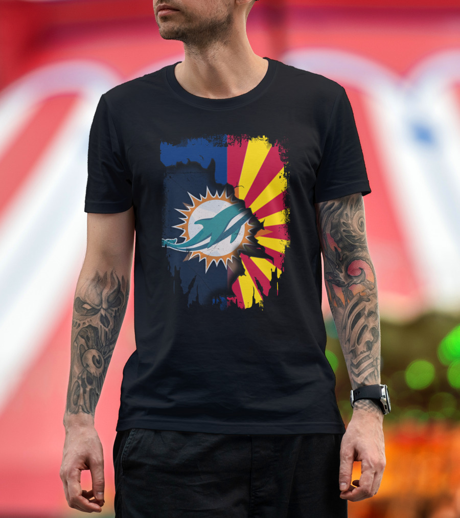 Miami Dolphins Arizona Flag Fusion T-Shirt
