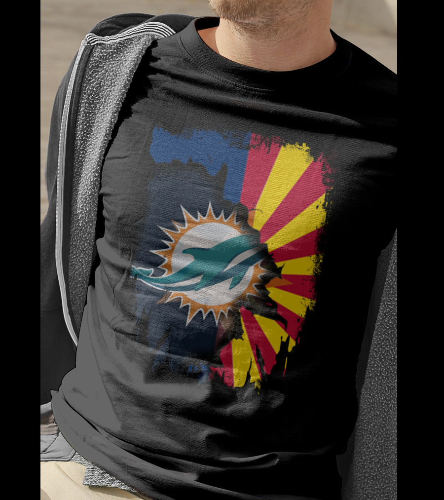 Miami Dolphins Arizona Flag Fusion T-Shirt