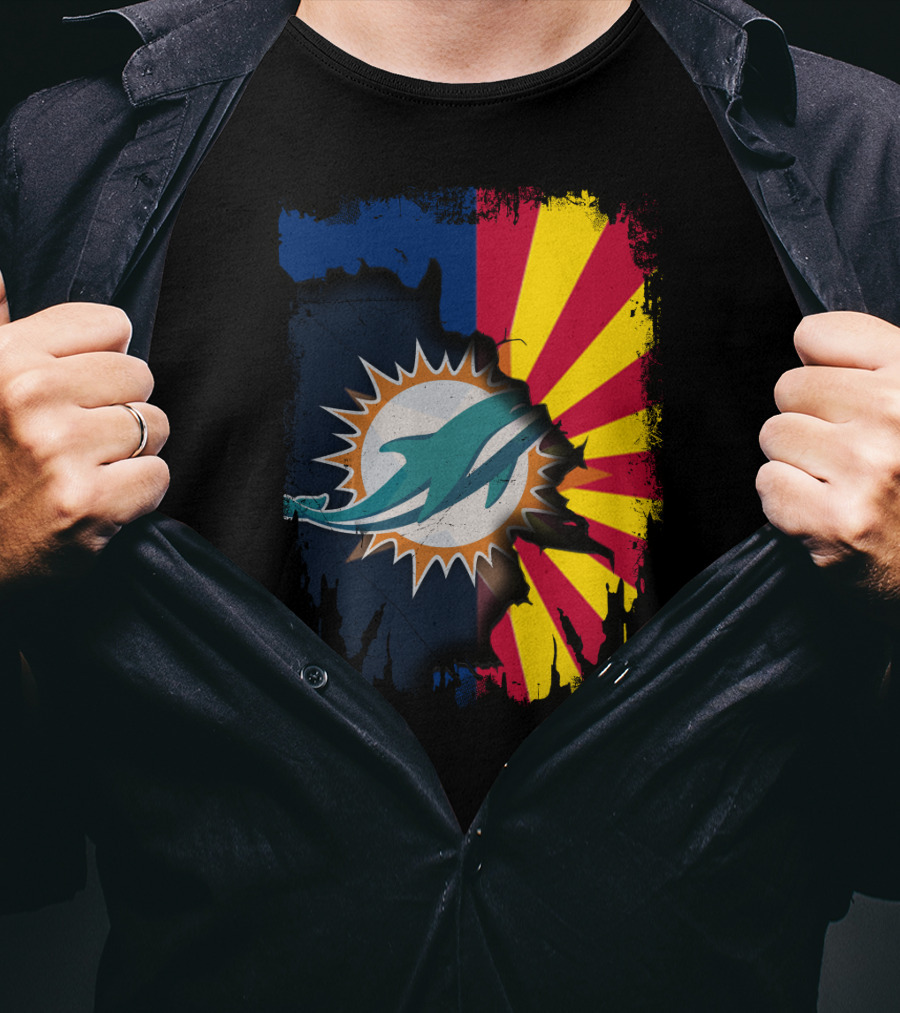 Miami Dolphins Arizona Flag Fusion T-Shirt