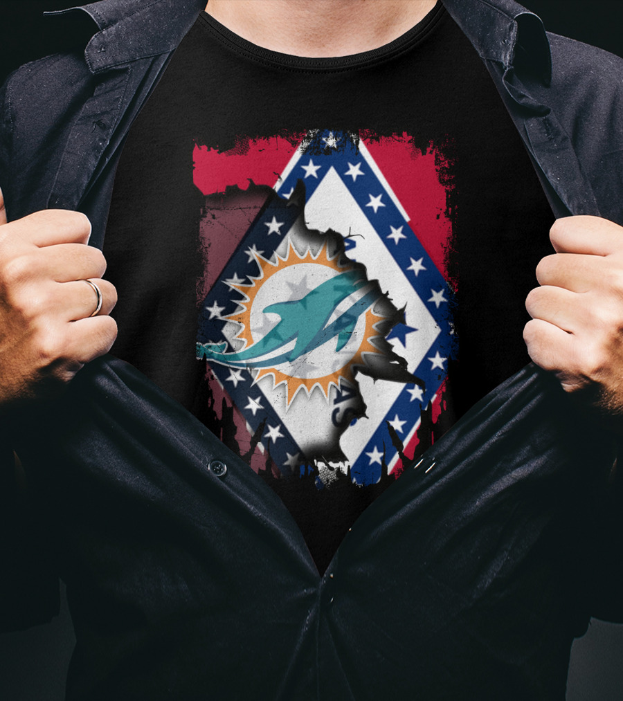 Arkansas Flag With Miami Dolphins T-Shirt