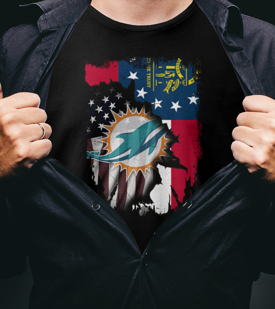 Georgia Flag Dolphins Uniting Together T-Shirt