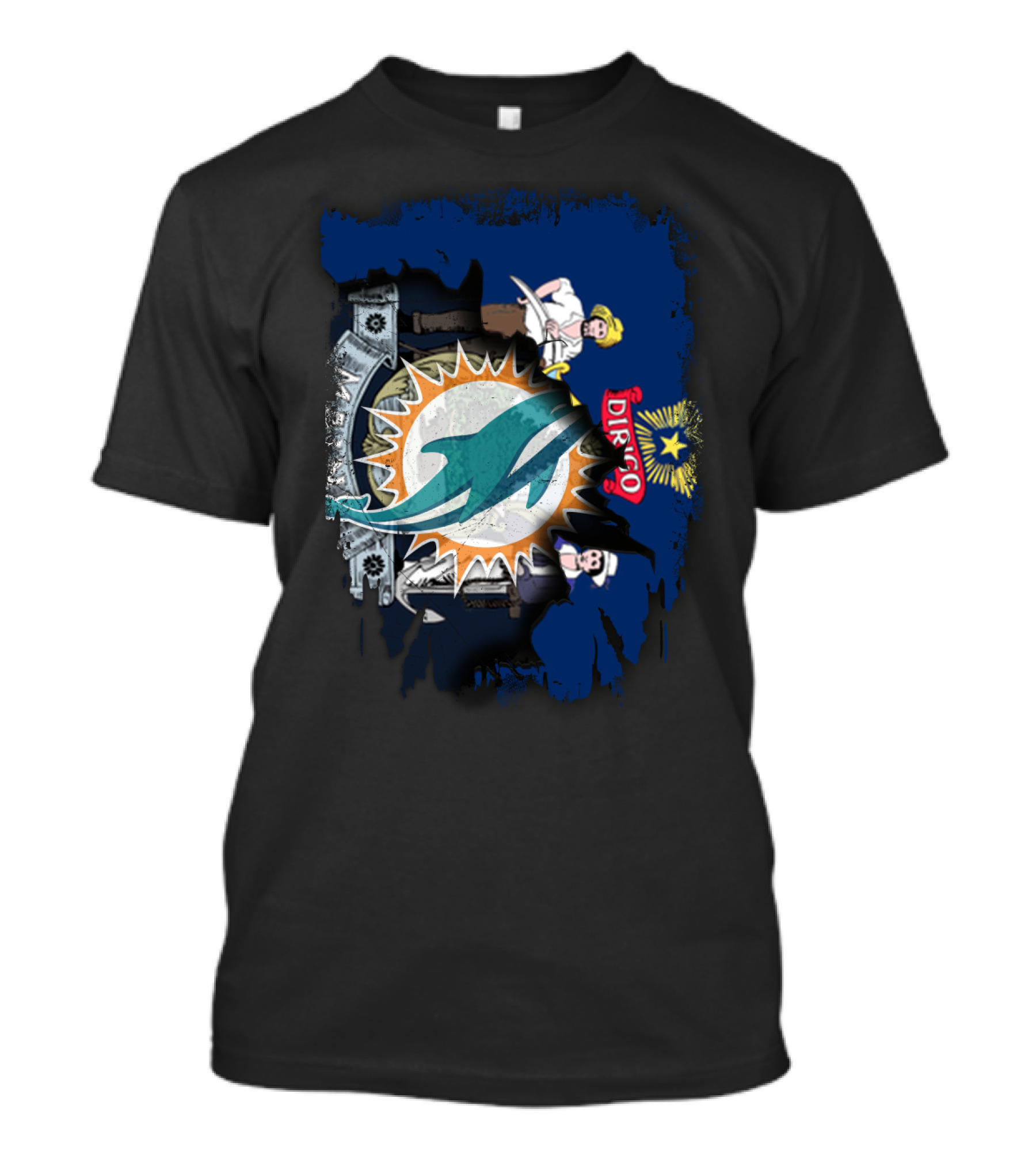 Together Dirigo Maine Dolphins Logo Football Emblem T-Shirt