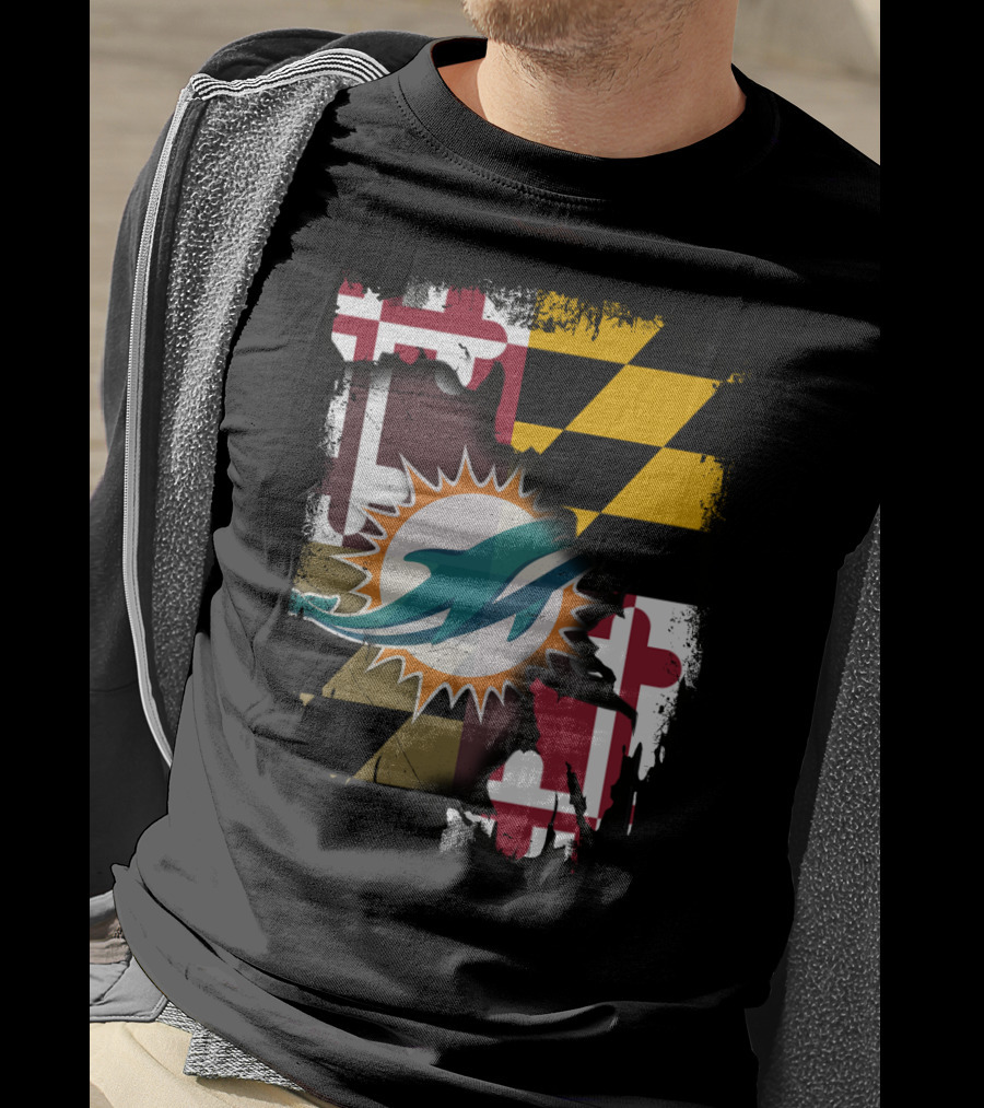 Together Maryland Dolphins Maryland Flag Fusion T-Shirt