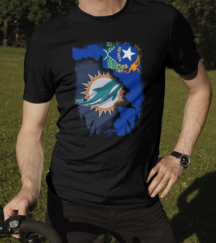 Nevada Dolphins Logo Fusion With State Flag T-Shirt