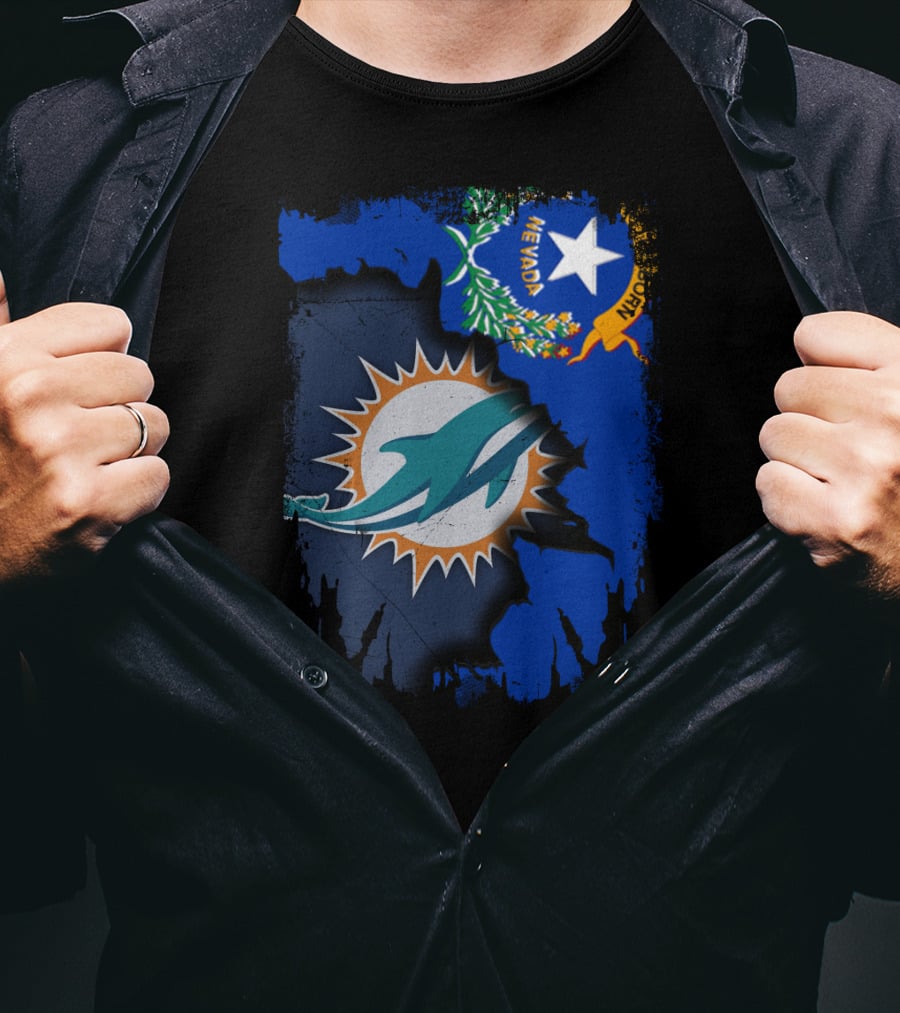 Nevada Dolphins Logo Fusion With State Flag T-Shirt