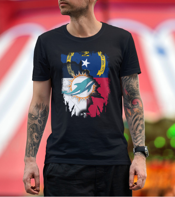 Premium T-Shirt: North Carolina Flag Dolphins Miami Connection T-Shirt North Carolina Flag Dolphins Miami Connection T-Shirt