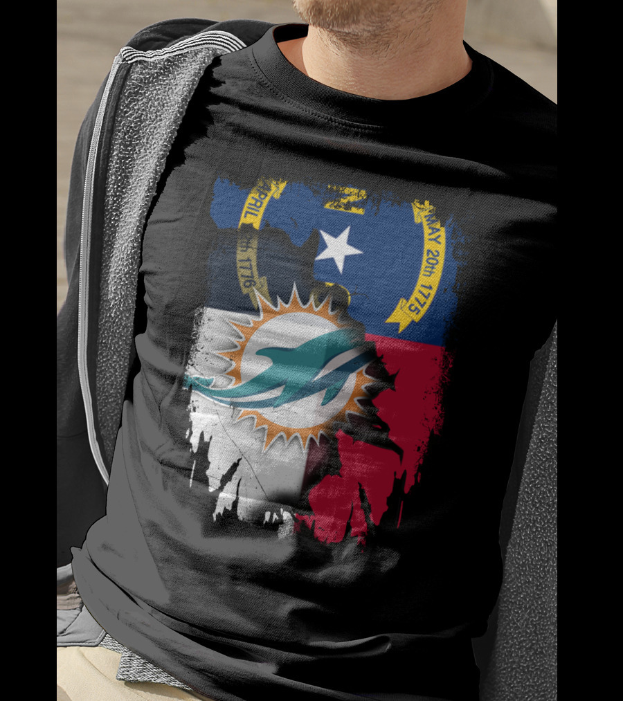 North Carolina Flag Dolphins Miami Connection T-Shirt