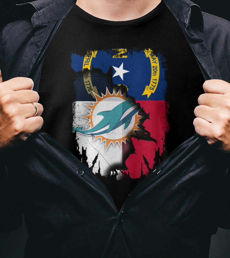 North Carolina Flag Dolphins Miami Connection T-Shirt